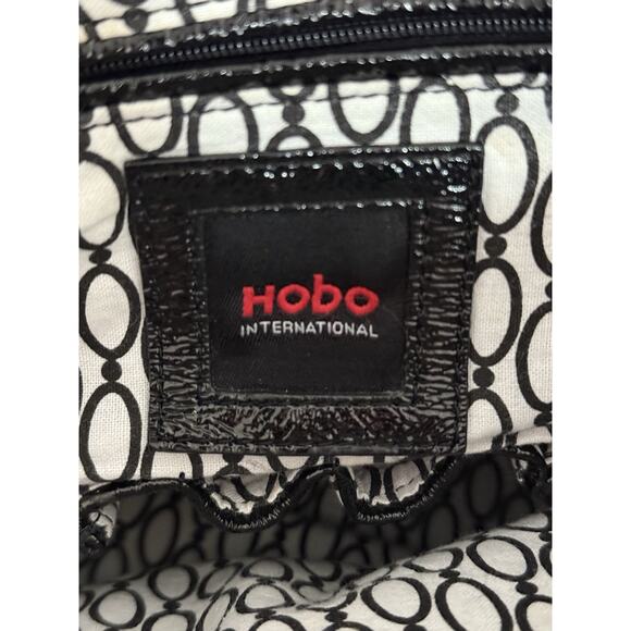 HOBO Black Patent Leather Large Double Handle Purse Magnetic Closure Pockets - Picture 7 of 16